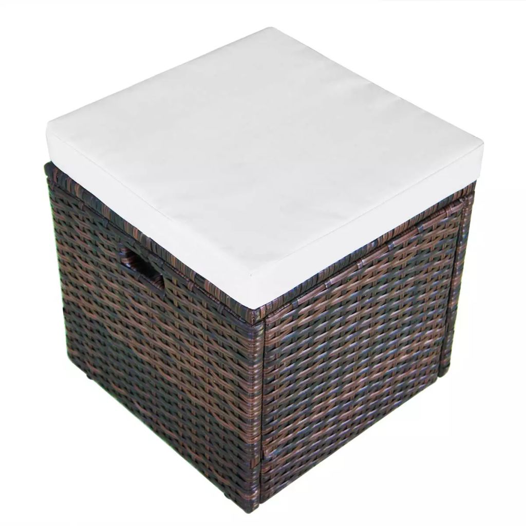 4 Piece Outdoor Corner Sofa with Coffee Table and 2 Ottomans Brown Poly Rattan S619040