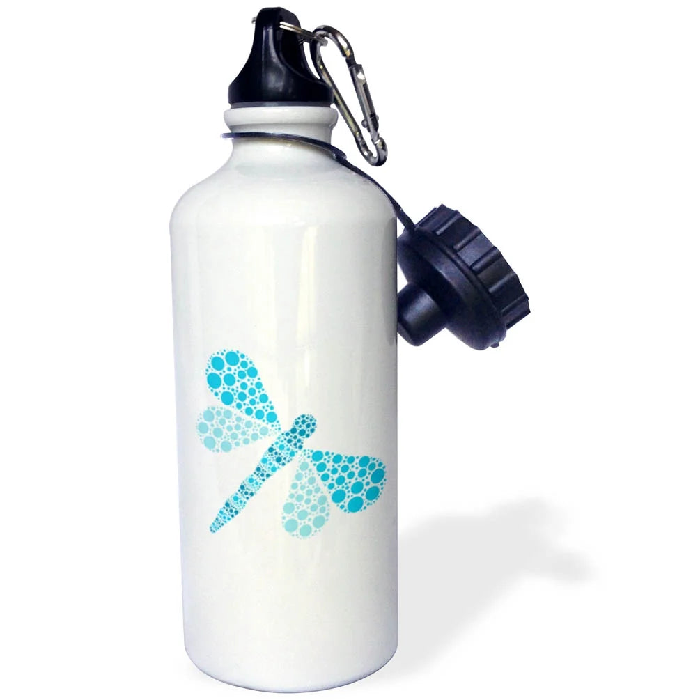 Blue Pointillism Dragonfly 21 oz Sports Water Bottle N542