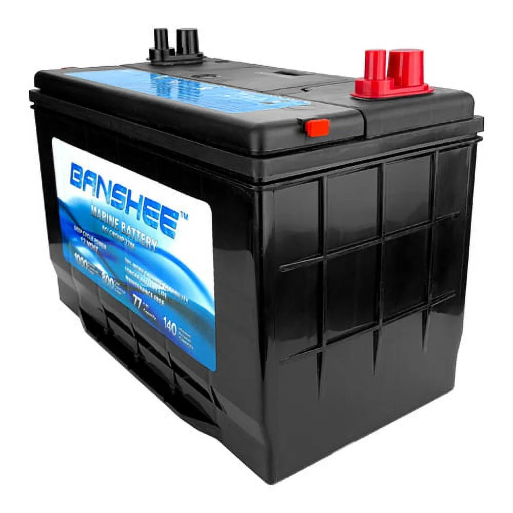 12V 77Ah Deep Cycle Marine Battery, Group Size 27 A8406