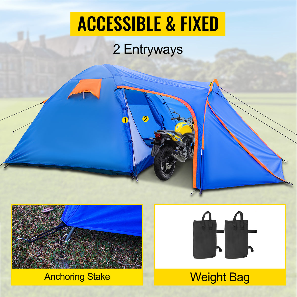 Waterproof Motorcycle Camping Tent with Motorcycle Port N536