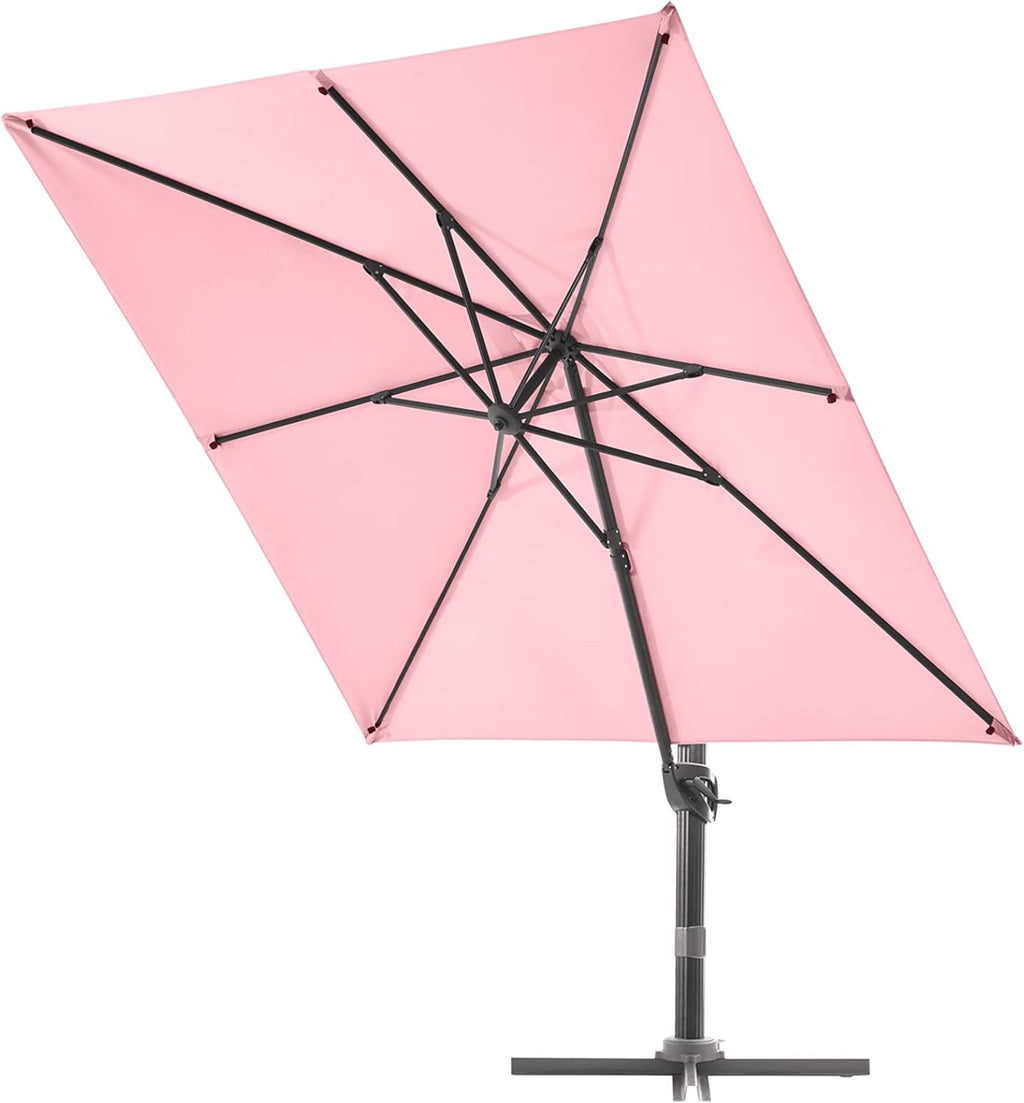 Beige 9x9 ft. Square Aluminum Cantilever Patio Umbrella U43324