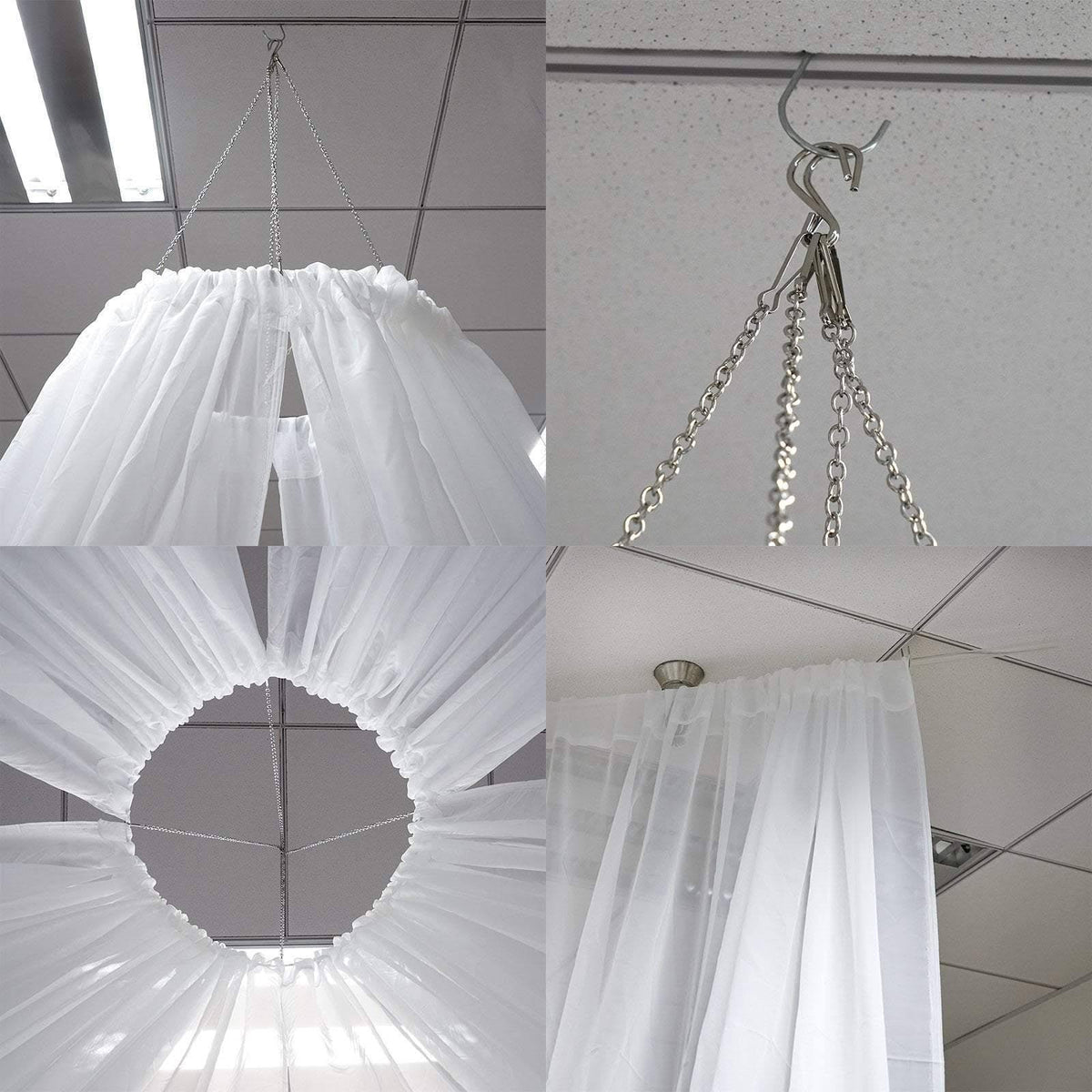 40 Feet White Sheer Voile Ceiling Draping Panel F449853