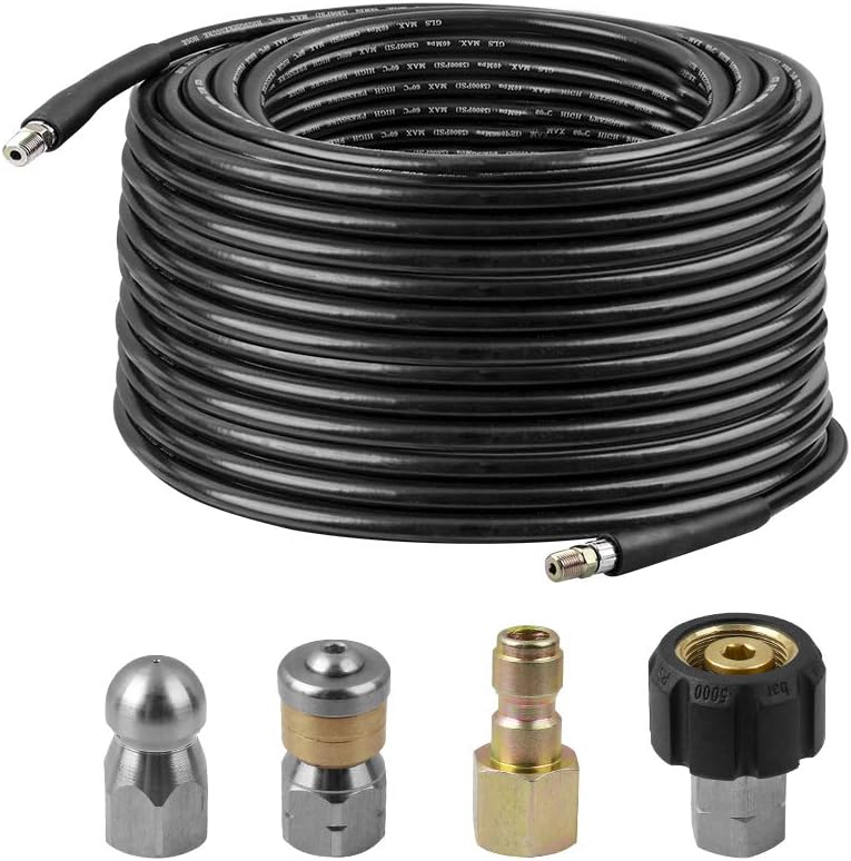 Sewer Jetter Kit, 100 FT Hose, 1/4 Inch NPT, 4000 PSI, Pack of 2 X424