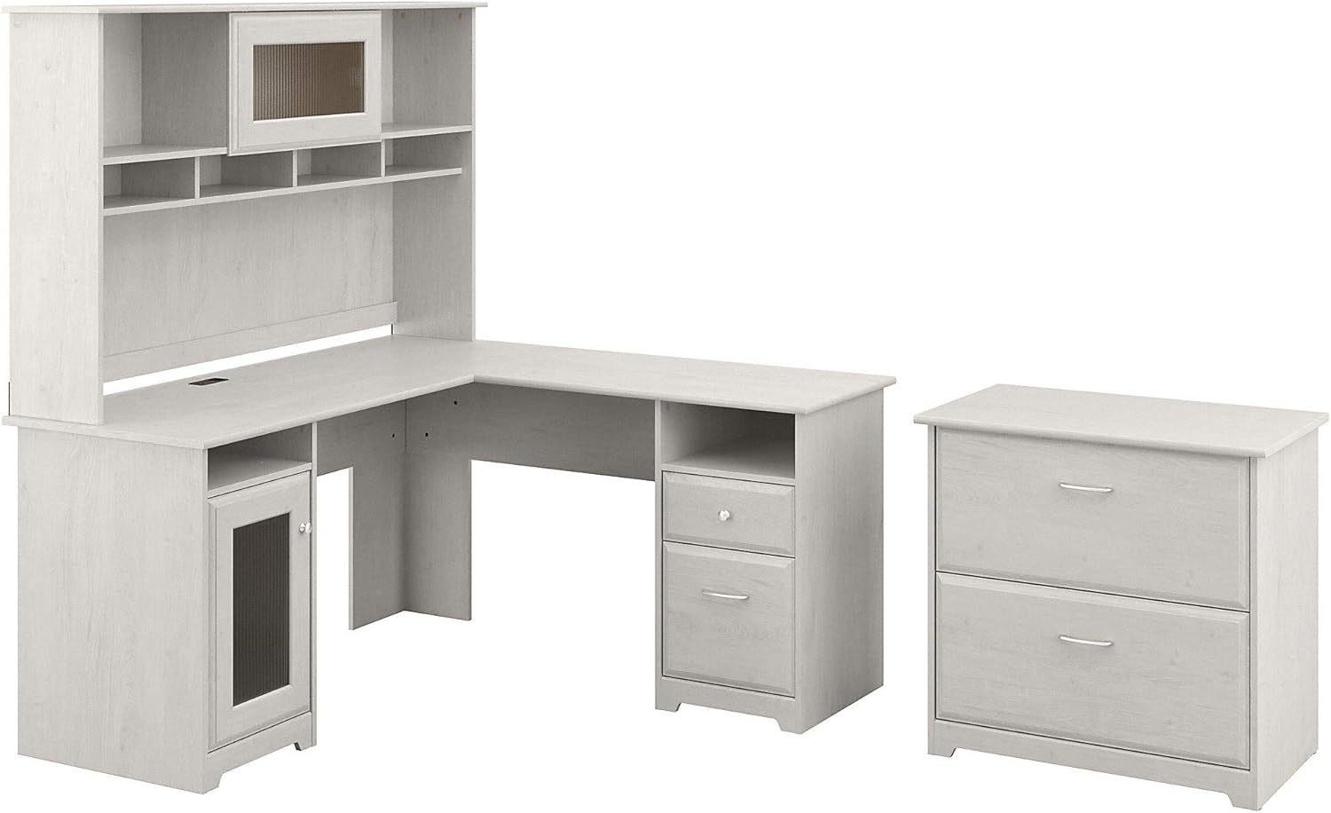 L Shaped Desk with Hutch and Lateral File Cabinet O399755