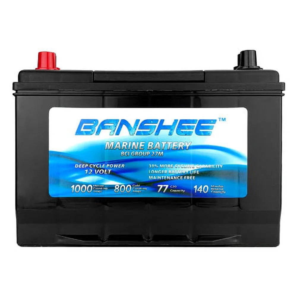 12V 77Ah Deep Cycle Marine Battery, Group Size 27 A8406