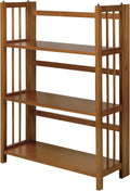 Mahogany 3-Shelf Folding Stackable Bookcase R133890
