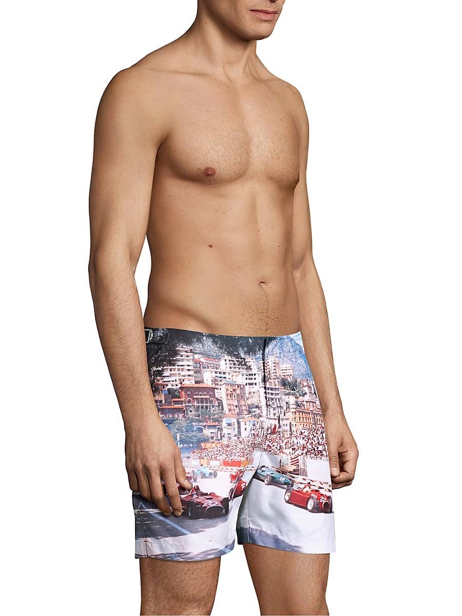 Blue Photographic Swim Trunks V486