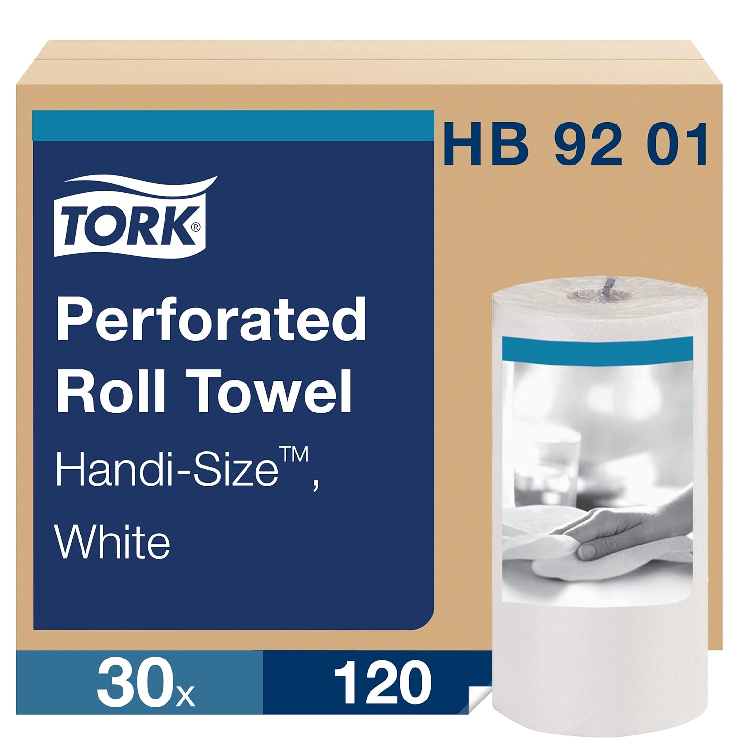 Perforated Paper Towel, White, 2-Ply, Case of 30 Rolls, 120 per Roll, 3,600 Towels Pack of 2 T412953