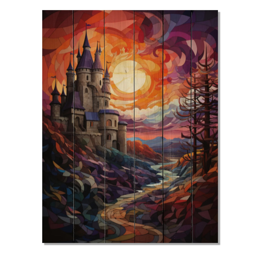 Natural Pine Wood Cityscapes Print Z755326