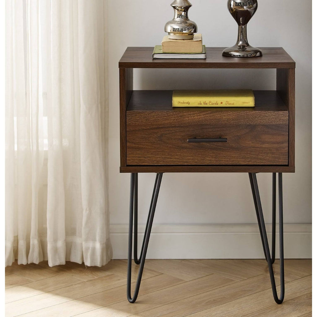 18-inch 1-Drawer Hairpin Side Table - Slate Grey Q517428