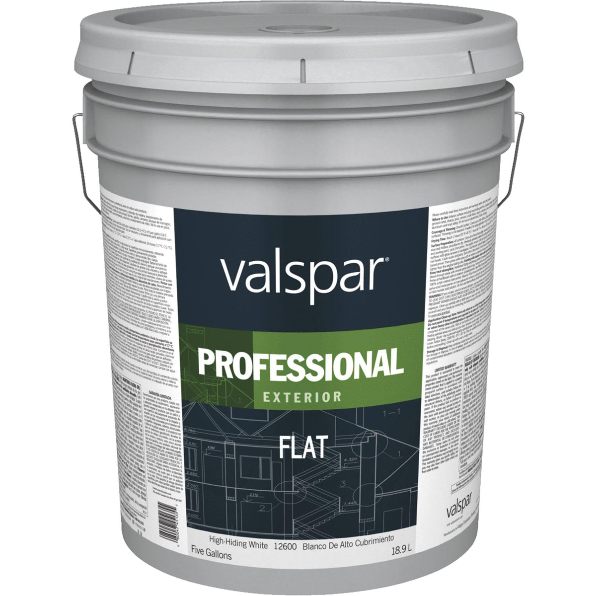 White Exterior Flat Latex Paint 5 Gallon N175
