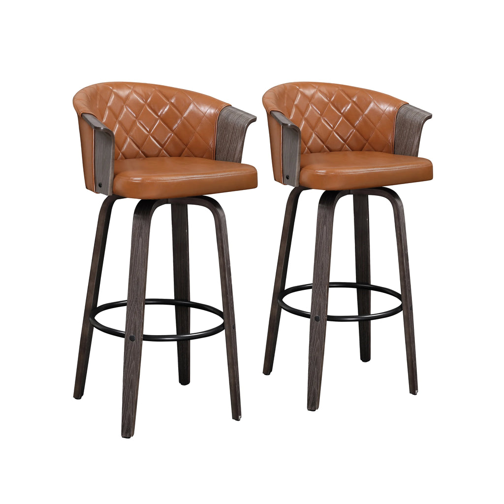 Set of 2 Faux Leather Swivel Bar Stools M906620