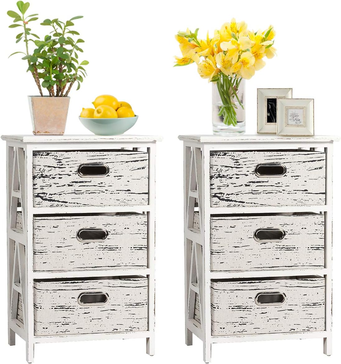 3 Fabrics Storage Drawer Units with Wood Frame B719
