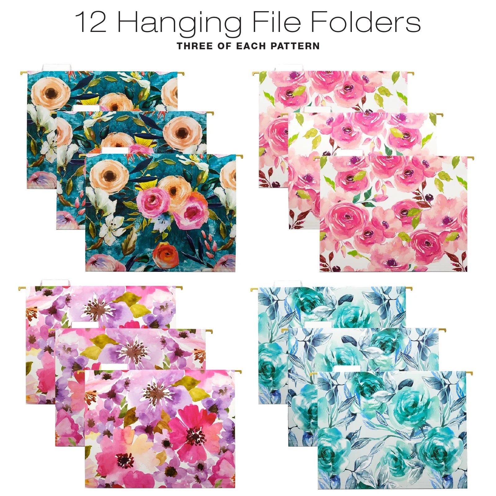 Deluxe Hanging File Folder Kit with Metal Hanging Basket, 12 Hanging Folders, 24 File Folders, Letter Size D1519