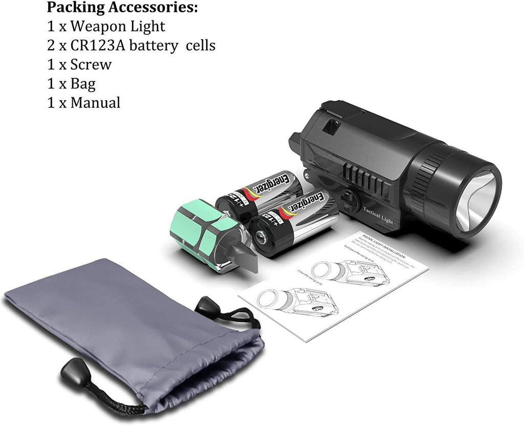 1200 Lumen Compact Pistol Weapon Light with 2 x CR123A Batteries V320