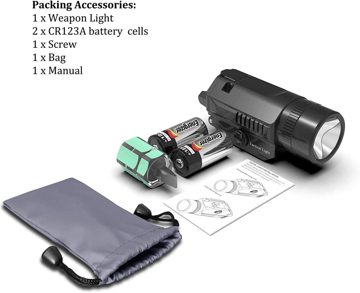 1200 Lumen Compact Pistol Weapon Light with 2 x CR123A Batteries V320