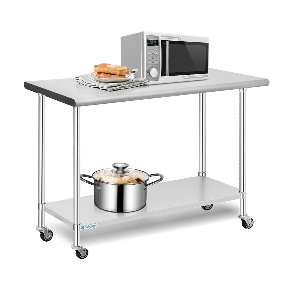 Stainless Steel Prep Table 24x30 Inches with Caster Wheels and Undershelf B5422