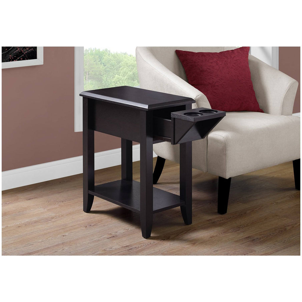 Cappuccino Accent Table with Glass Holder V3017