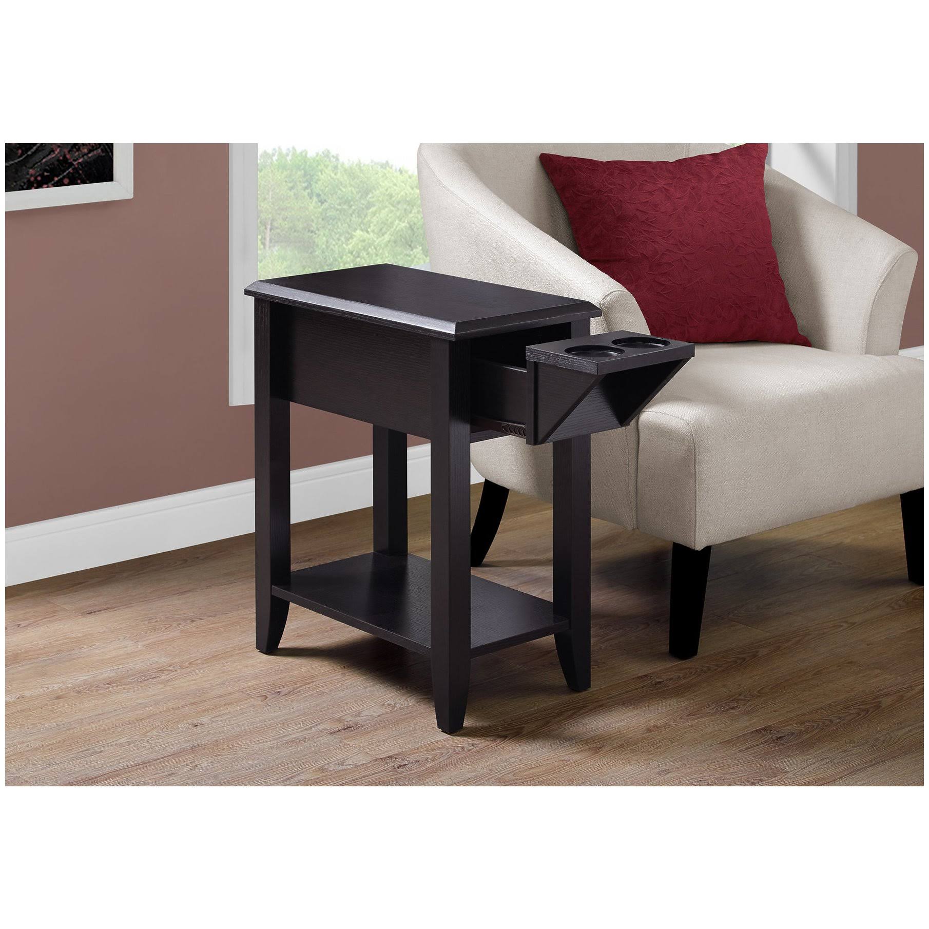 Cappuccino Accent Table with Glass Holder V3017