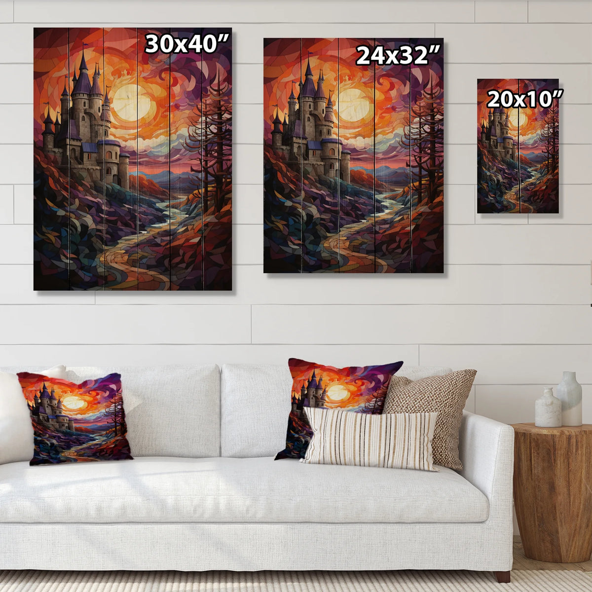 Natural Pine Wood Cityscapes Print Z755326