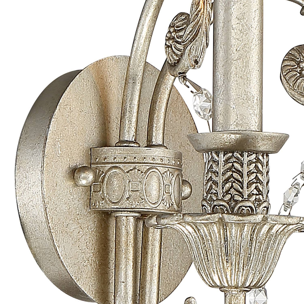2 Light Clear Crystal Silver Sconce O243557