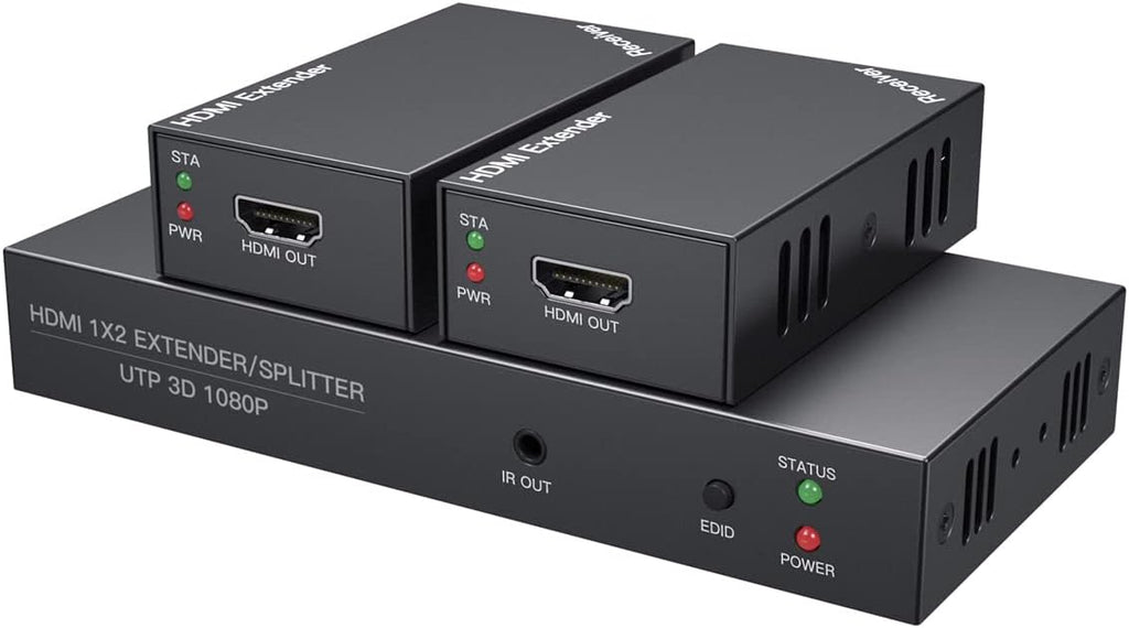HDMI Extender Splitter 1080P 2 Way 50m Over Ethernet with IR Return O83129