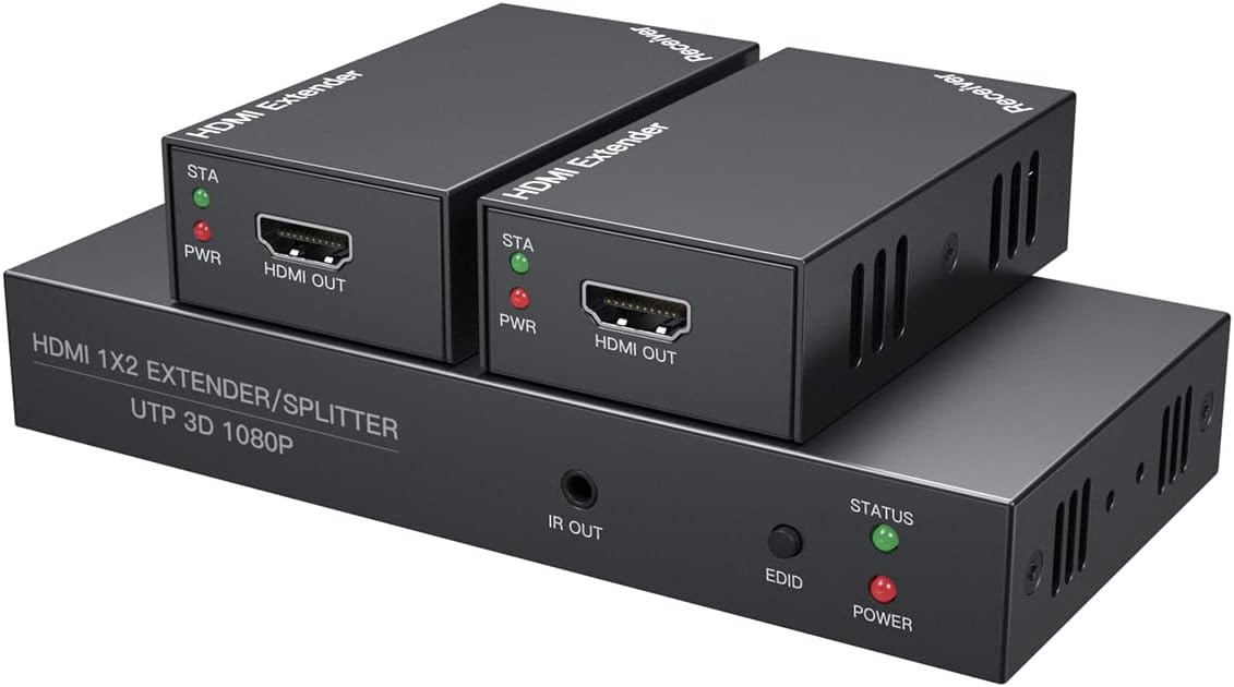 HDMI Extender Splitter 1080P 2 Way 50m Over Ethernet with IR Return O83129