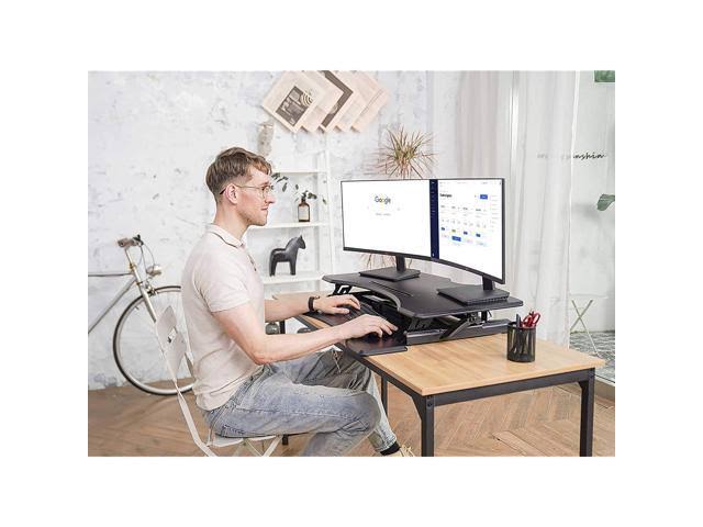 Standing Desk Converter with Height Adjustable Tabletop Workstation Riser F874