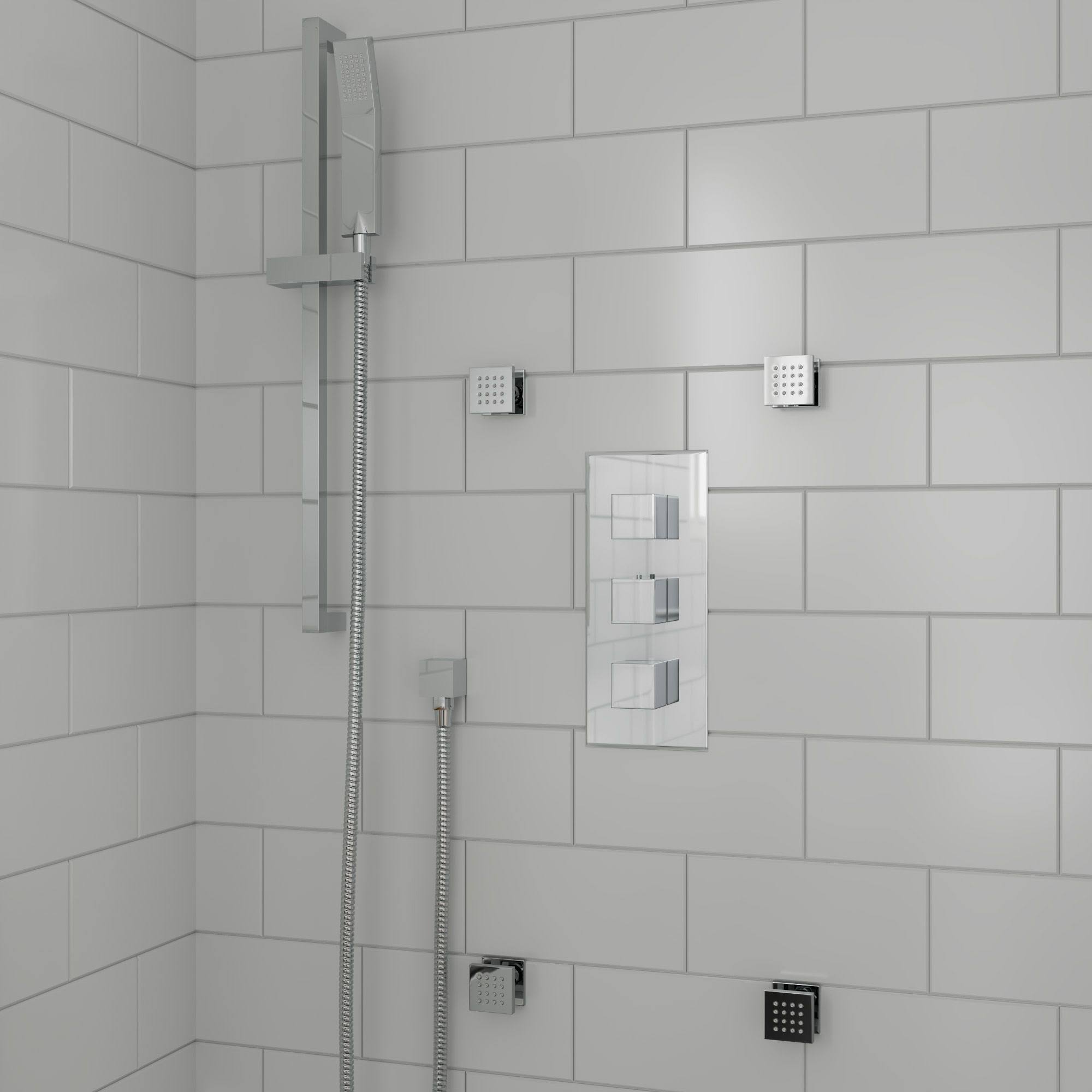 Polished Chrome Hand Held Shower Head Set with Hose G784
