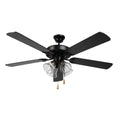 5 Blade Ceiling Fan in Black Finish with Clear Seedy Glass Q179