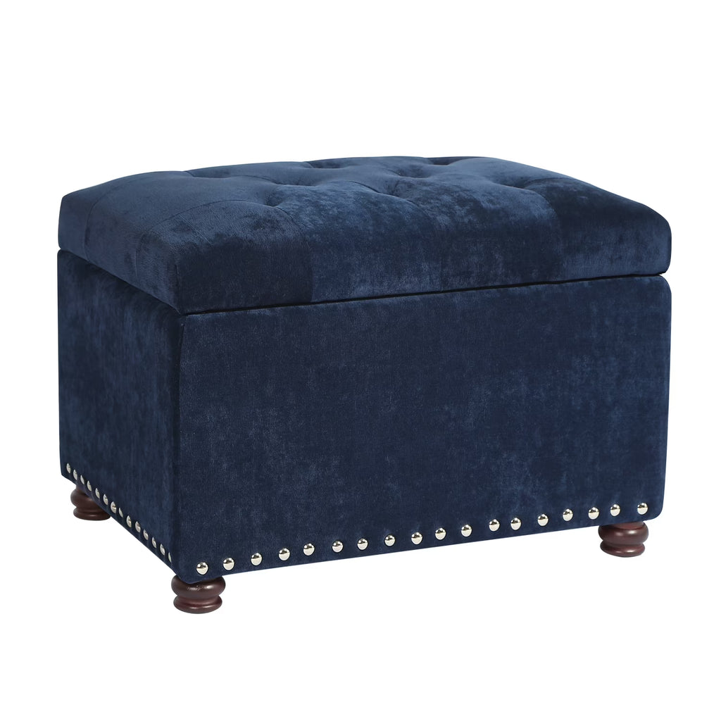 Leather Storage Ottoman Foot Rest Stool, 18 inch Y820