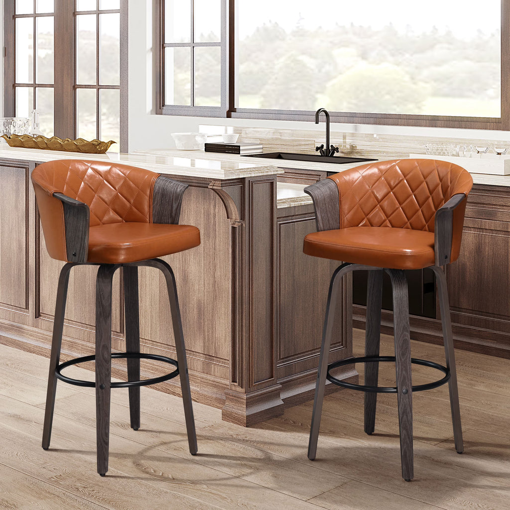 Set of 2 Faux Leather Swivel Bar Stools M906620