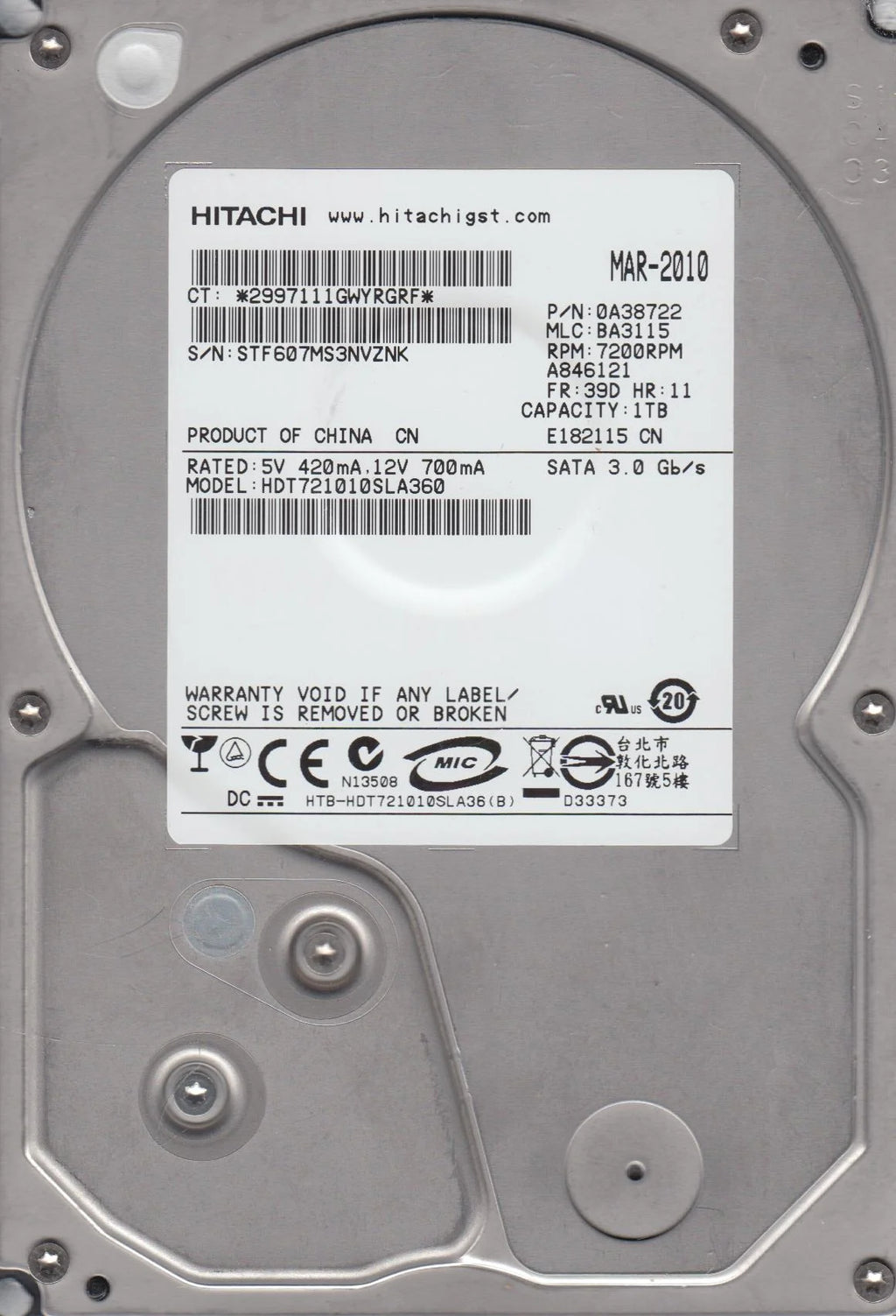 1TB SATA 3.5 Hard Drive S893