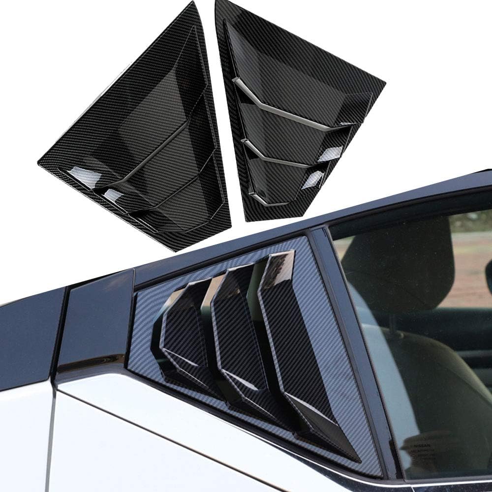 Racing Style Rear Side Window Louvers Air Vent Scoop Cover Blinds Carbon Fiber Black R79175