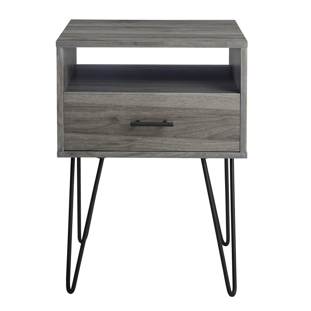 18-inch 1-Drawer Hairpin Side Table - Slate Grey Q517428