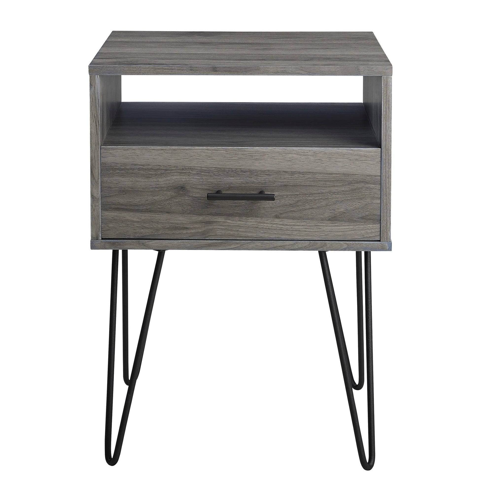 18-inch 1-Drawer Hairpin Side Table - Slate Grey Q517428