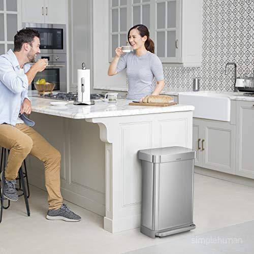 Brushed Stainless Steel Kitchen Step Trash Can T41347