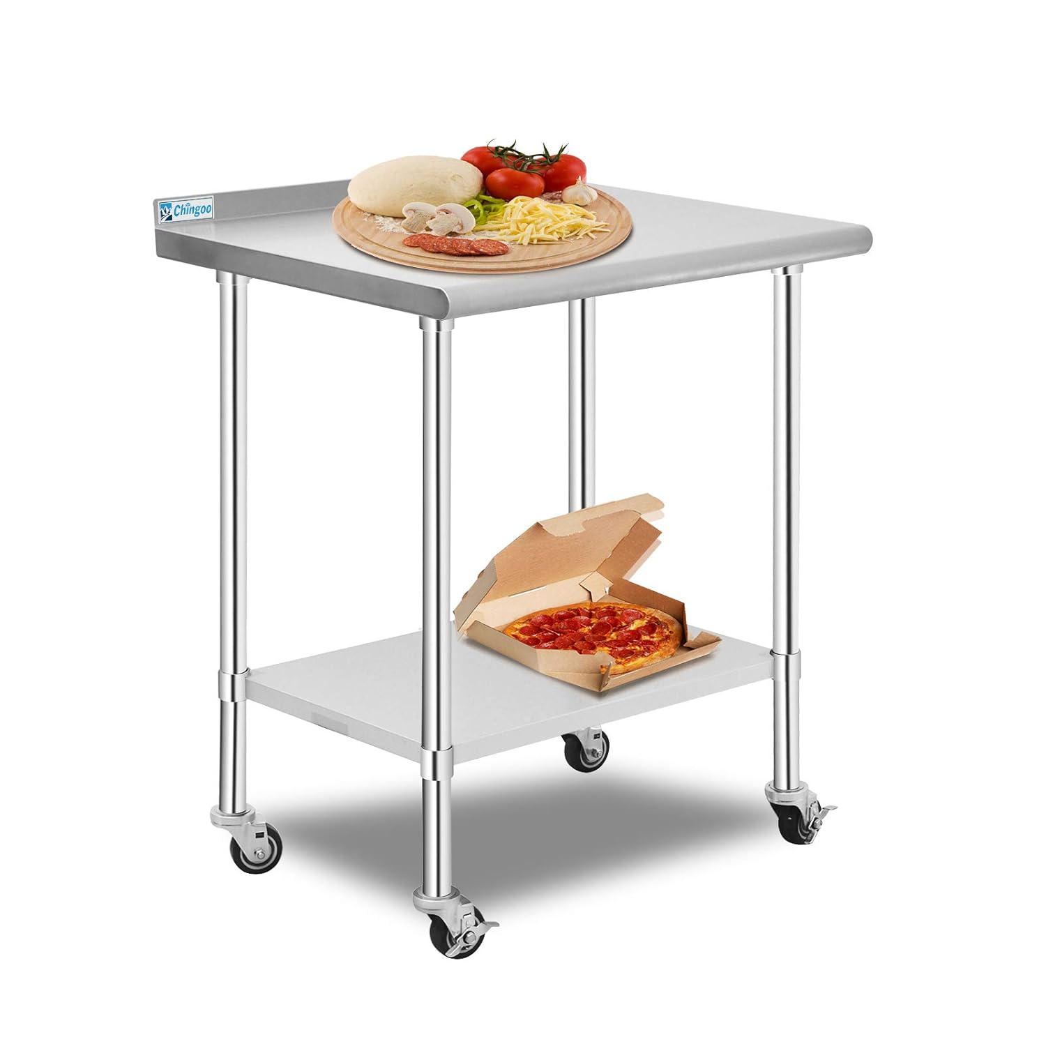 Stainless Steel Prep Table 24x30 Inches with Caster Wheels and Undershelf B5422