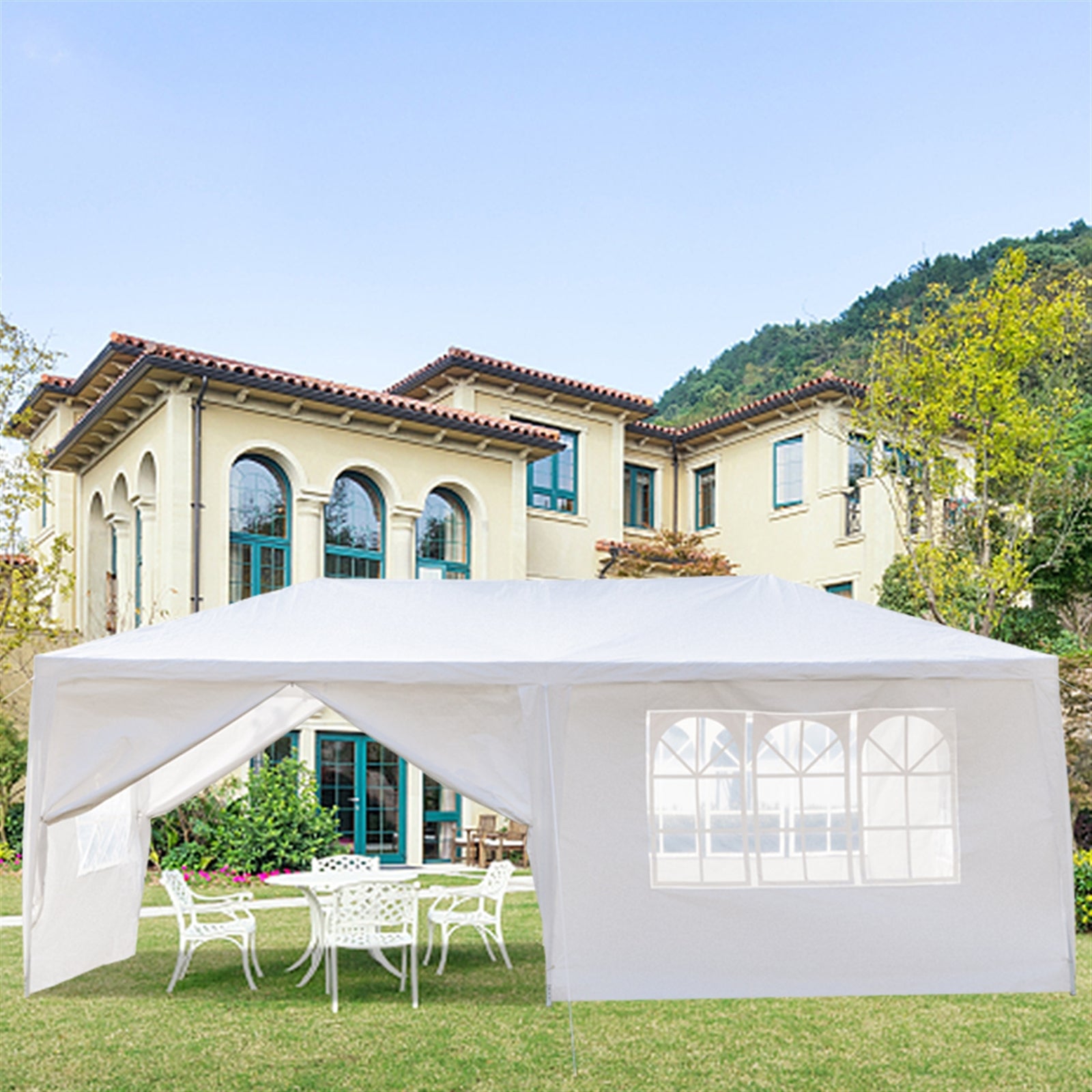 10'x20' Waterproof Outdoor Party Tent with 4 Removable Sidewall and 2 Door G93900