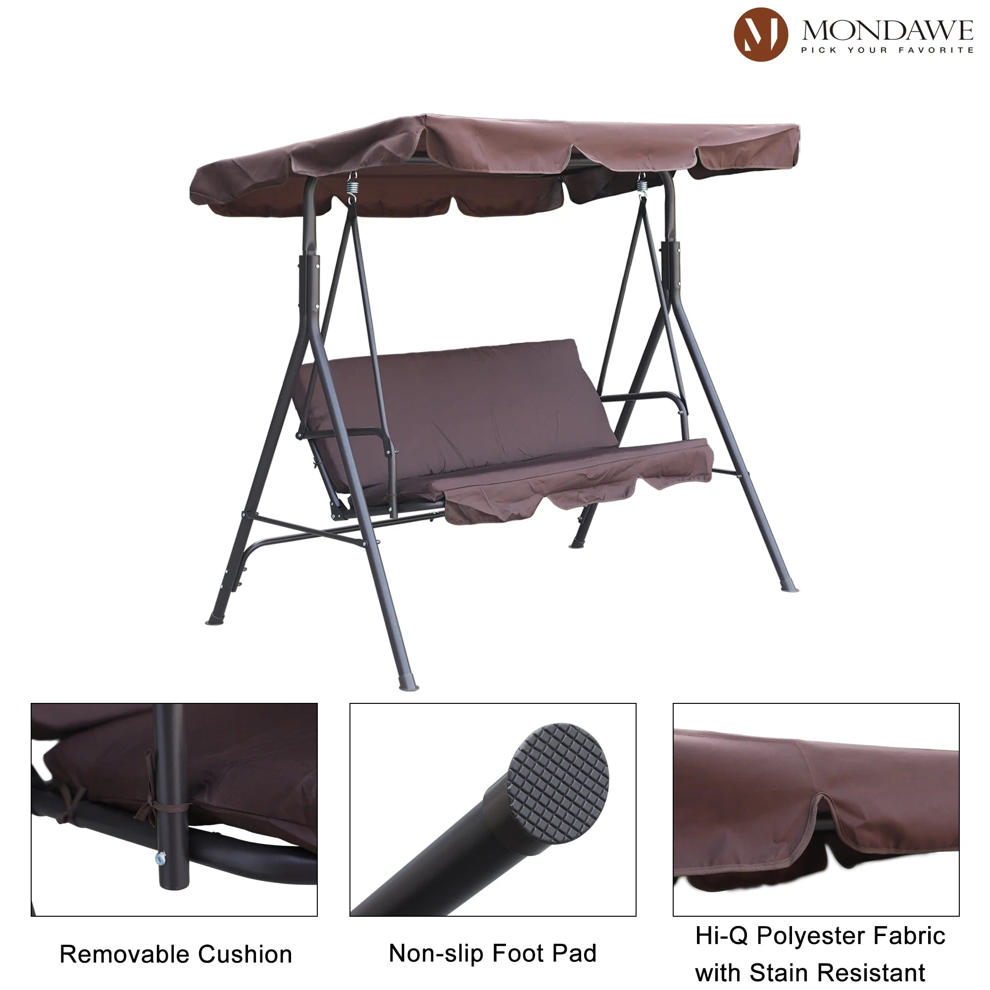 Freestanding Patio Swing Chair with Canopy V7357