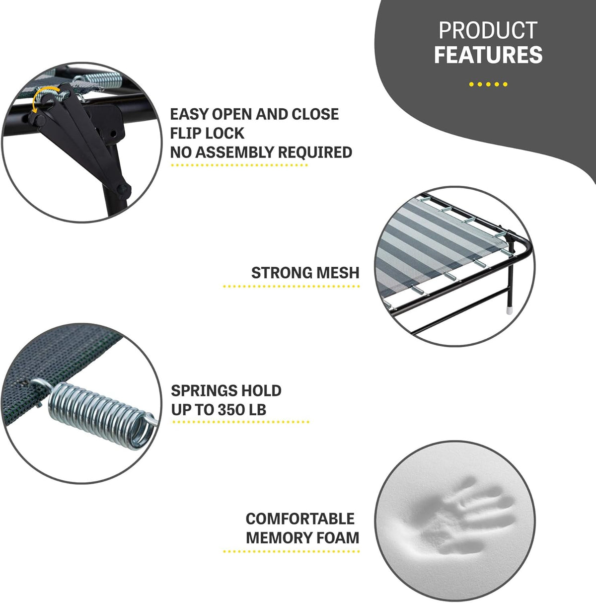 Folding Bed with Memory Foam Mattress and Carry Bag A5861