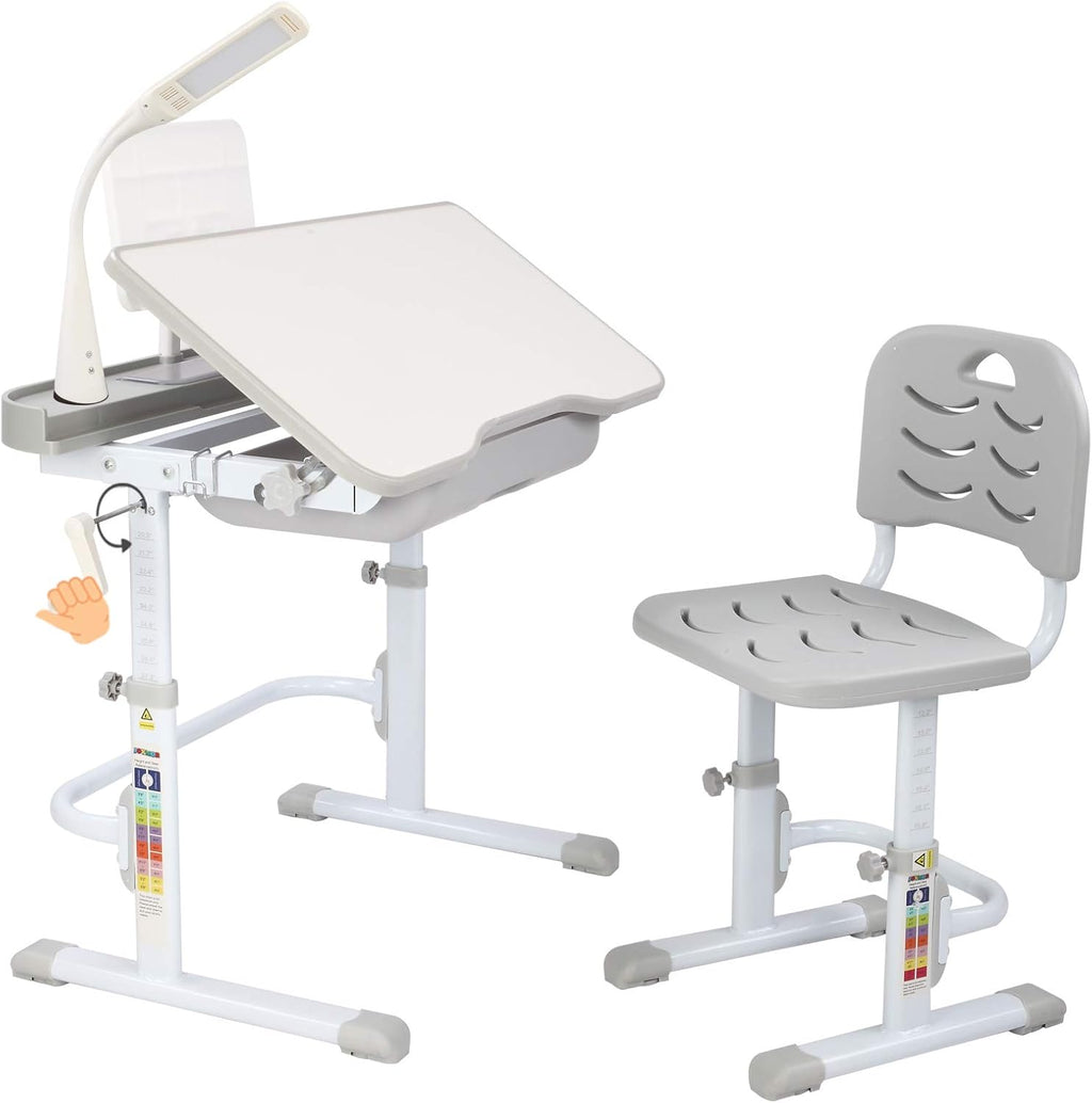 Black Height Adjustable Kids Desk and Chair Set with LED Light G5429