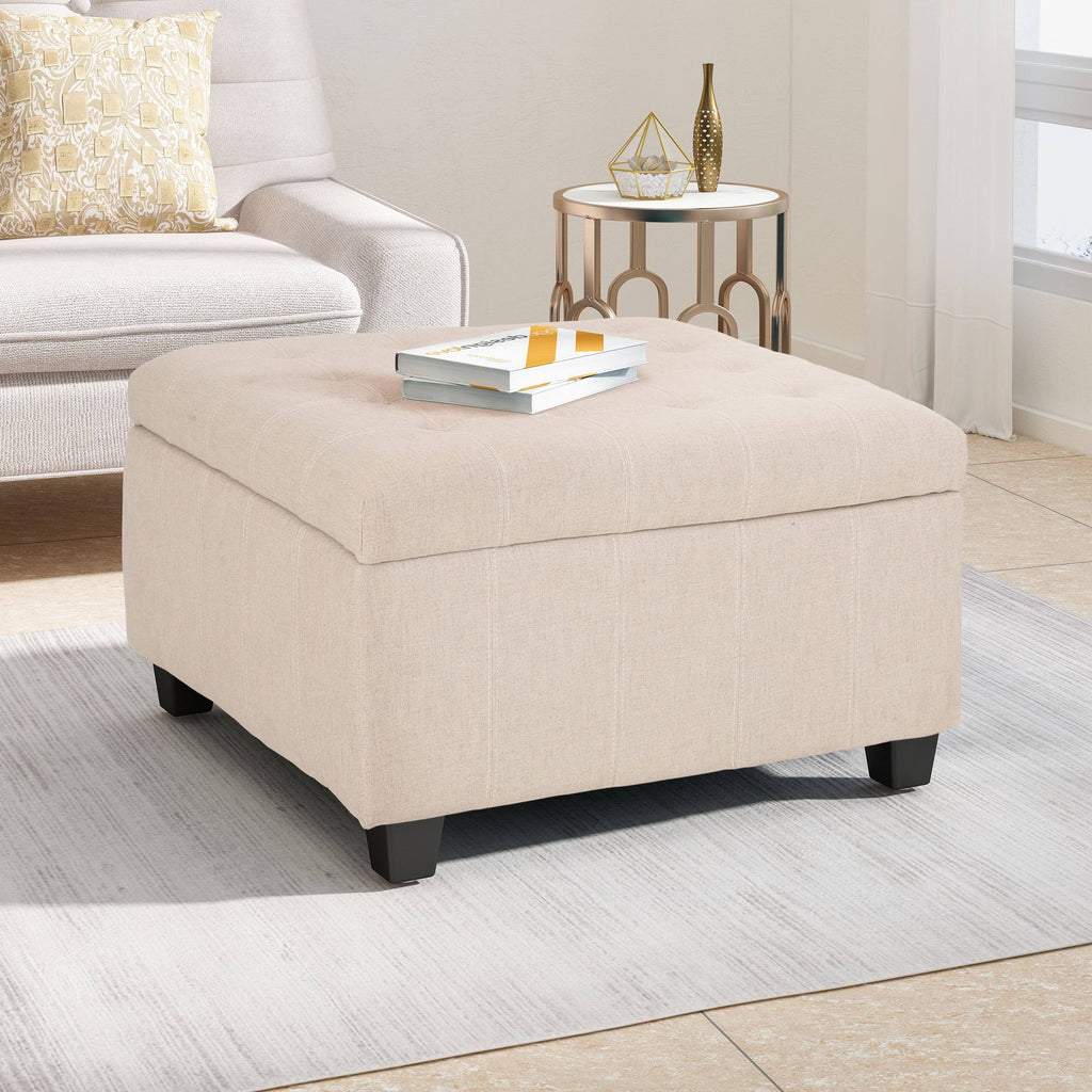 Dark Gray Tufted Fabric Storage Ottoman N329880