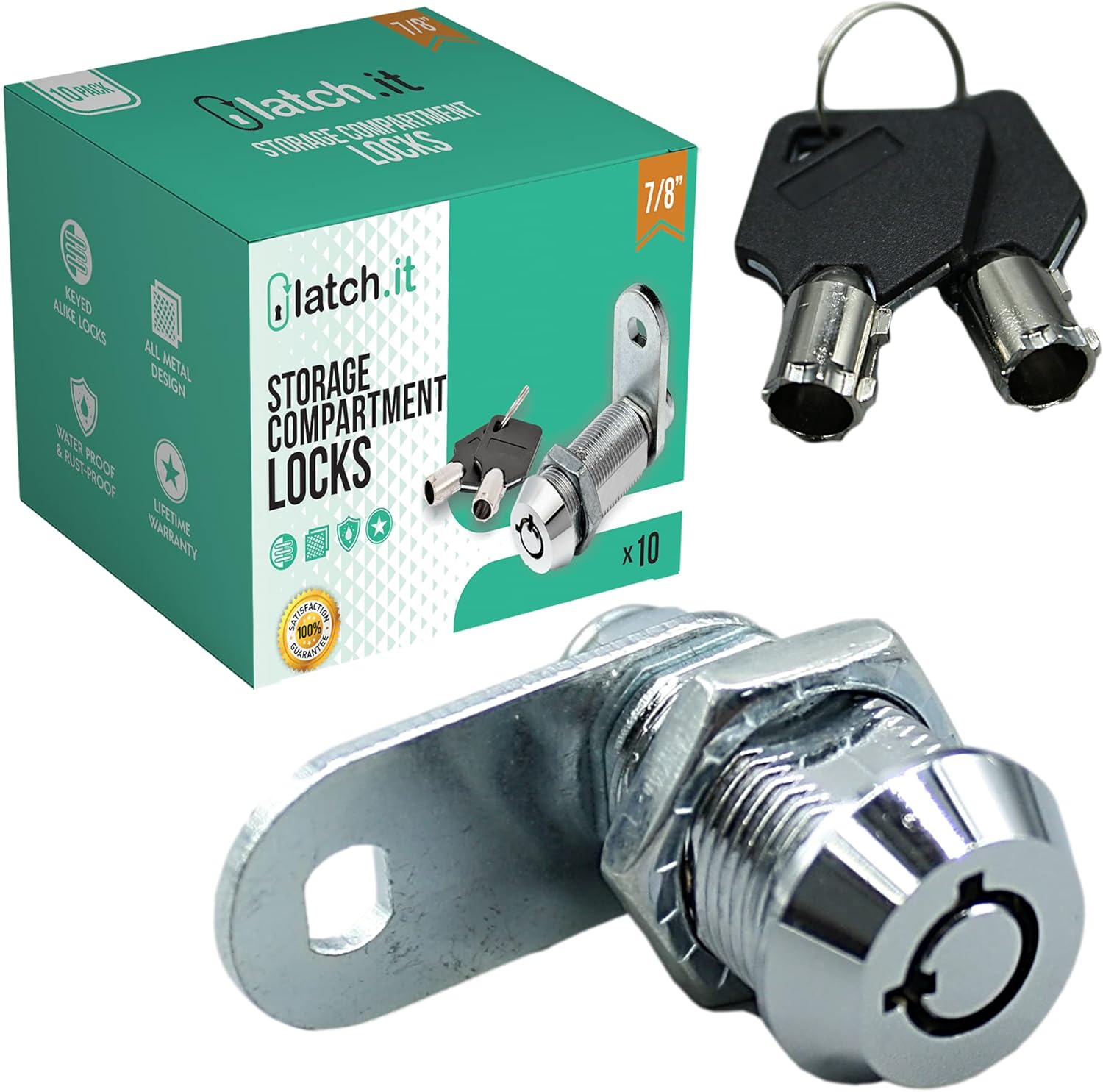 5/8” RV Storage Locks 10-Pack Utility Cam Lock 100% Metal with 20 Keys U226822