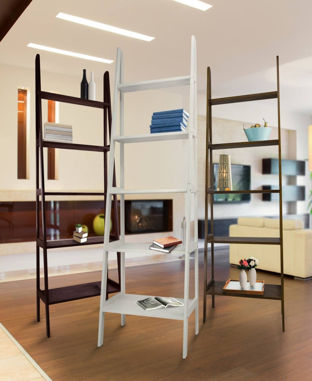 5 Shelf Ladder Bookcase Espresso E505640