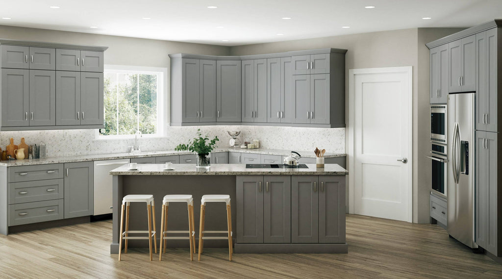 Veiled Gray Shaker Assembled Plywood 36 in. x 34.5 in. x 24 in. Base Drawer Kitchen Cabinet M2838
