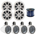 4x Kicker KM60 6.5-Inch Marine White Coaxial Speakers, 4x Kicker Marine KMTESW Tower Enclosure for 6.5-Inch Drivers White, Enrock Audio Marine Grade Spool of 50 Foot 16-Gauge Speaker Wire A4308