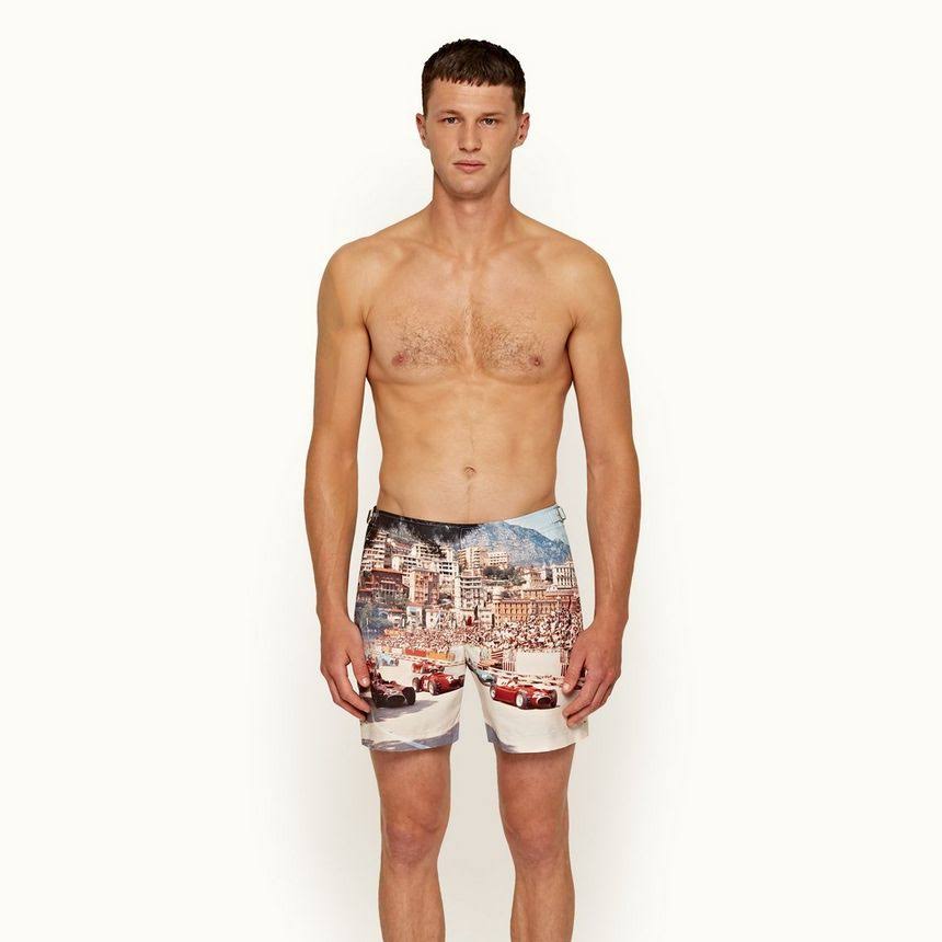 Blue Photographic Swim Trunks V486