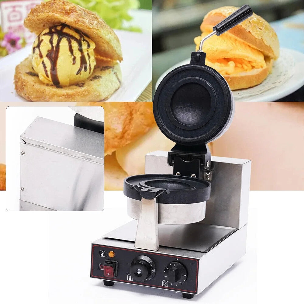 Commercial Electric Nonstick Waffle Maker 1000W Silver and Black A522742