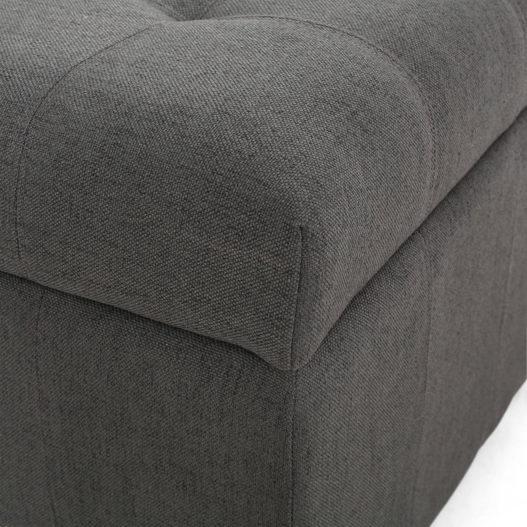 Dark Gray Tufted Fabric Storage Ottoman N329880